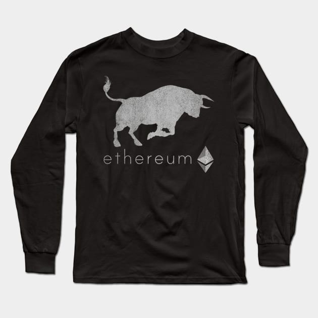 Vintage Bull Market Ethereum Coin Crypto Token Cryptocurrency Wallet Ethereum HODL Birthday Gift For Men Women Long Sleeve T-Shirt by Thingking About